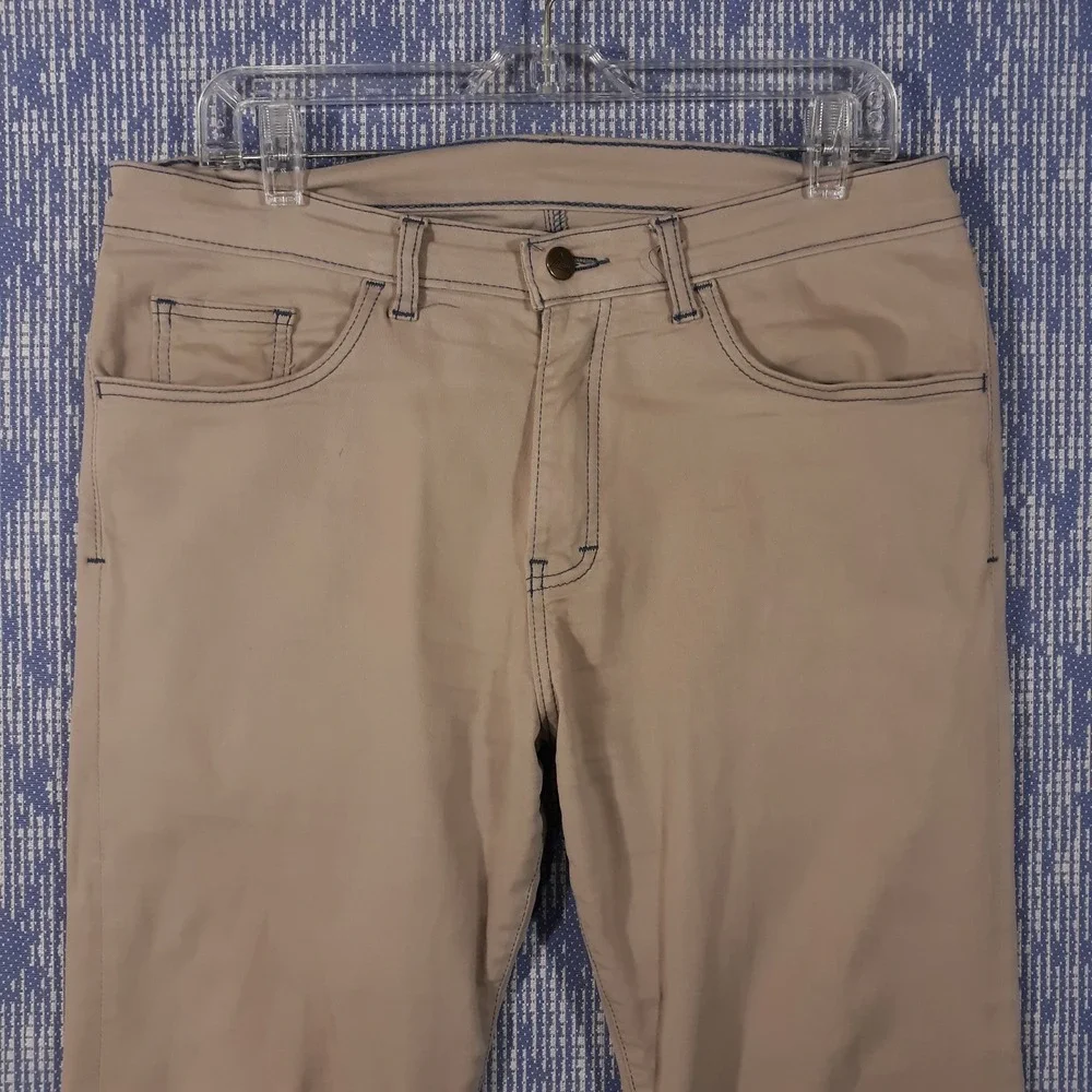 Blue Delta Chino Pants Mens Size Waist 34 Inseam 27.5 Beige Flat Front